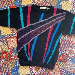 Vintage 90s Wool Blend Sweater with Bold Stripes Size S